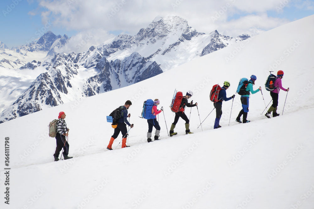 alpinism in the snowy mountains