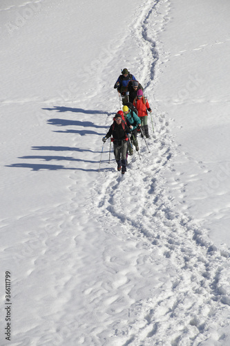 alpinism in the snowy mountains