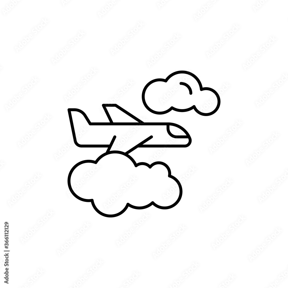 Plane, flight, clouds icon. Simple line, outline vector elements of tourism for ui and ux, website or mobile application