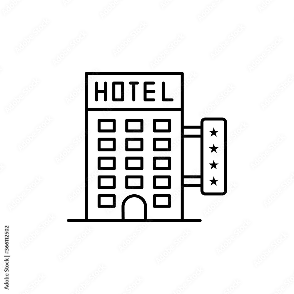 Hotel, 4 stars, travel icon. Simple line, outline vector elements of tourism for ui and ux, website or mobile application Hotel, 4 stars, travel icon. Simple line, outline vector elements of tourism for ui and ux, website or mobile application
