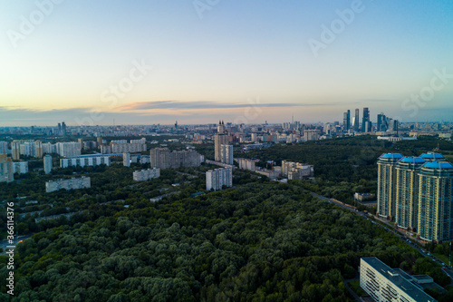 panoramic views of the city infrastructure in the evening filmed from a drone © константин константи