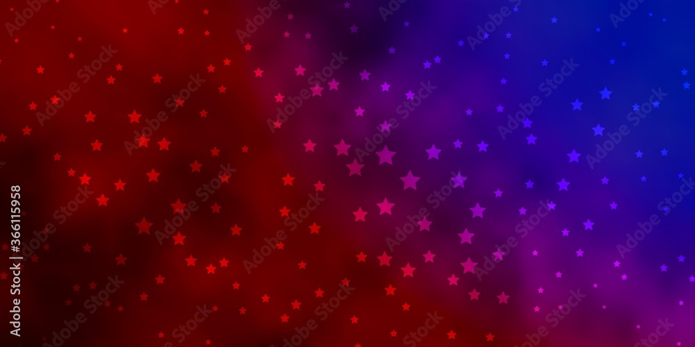 Dark Blue, Red vector background with small and big stars. Decorative illustration with stars on abstract template. Theme for cell phones.