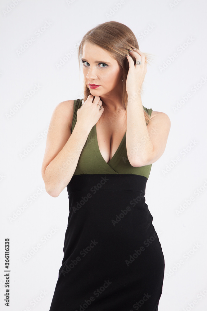 Beautiful woman with her hand in her hair Beautiful woman with her hand in her hair