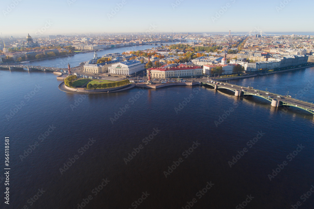 View of Vasilyevsky Island on a sunny October day. Saint-Petersburg, Russia
