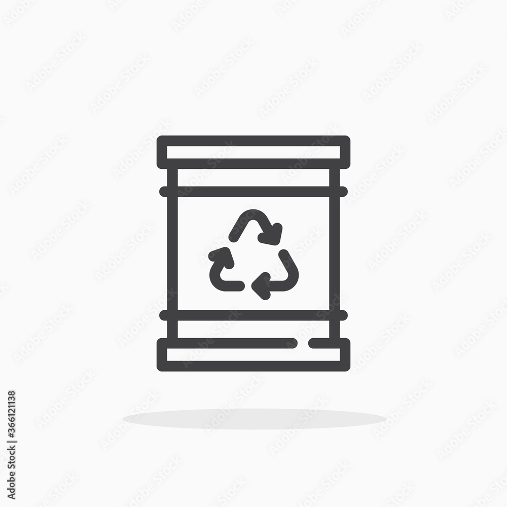 Barrel with recycle sign icon in line style. Editable stroke. Barrel with recycle sign icon in line style. Editable stroke.