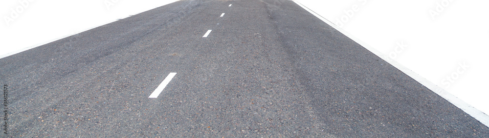 Asphalt road of white line, isolated on white background, panorama Asphalt road of white line, isolated on white background, panorama