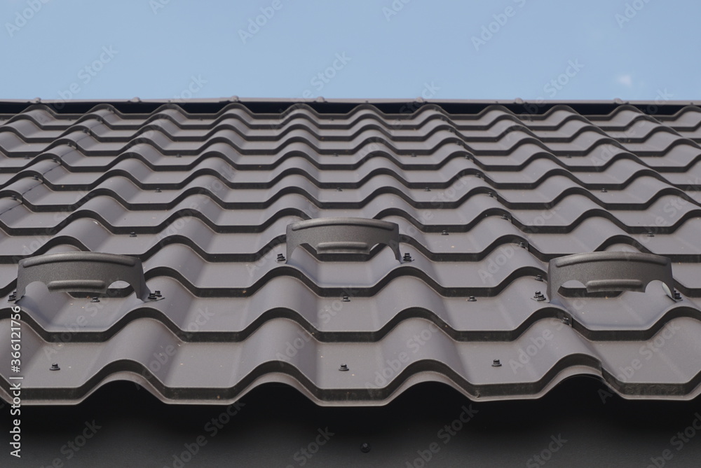 Black Metal Tile Roof. Roof Metal Sheets.