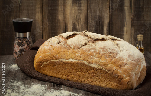 Homemade and Freshly baked white flour bread