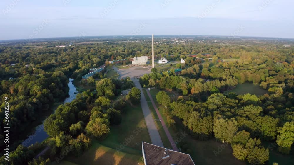 Monument of the Brest Fortress and a spire in the form of a bayonet of ...