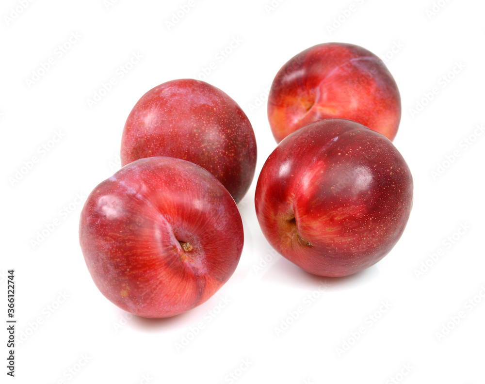 Red plum fruit isolated on white background Red plum fruit isolated on white background