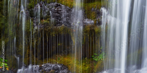Panoramic view of the part of Panther Creek Falls in the Washington state.