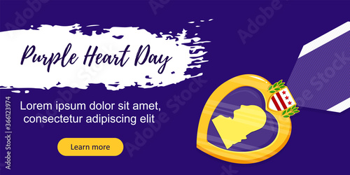 Vector template poster Purple Heart Day