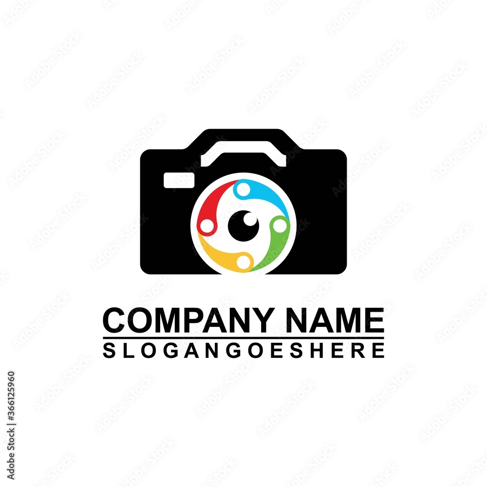 Logo photo camera eye, digital vision creative symbol concept. Cctv, video monitoring abstract business logo idea. Corporate identity logotype, company graphic design tamplate