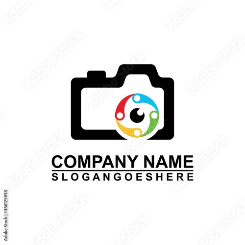 Logo photo camera eye, digital vision creative symbol concept. Cctv, video monitoring abstract business logo idea. Corporate identity logotype, company graphic design tamplate