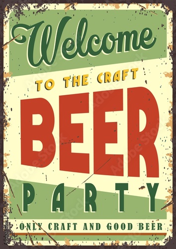 Retro poster. Welcome to the craft beer party