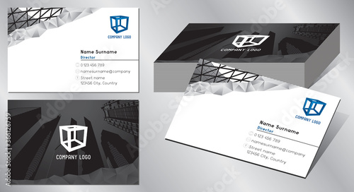 Businesscard template (85x55 mm) - modern office buildings/ skyscrapers