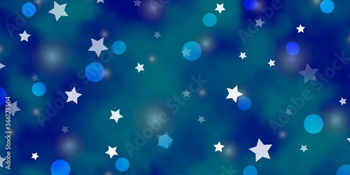 Light BLUE vector layout with circles  stars. Illustration with set of colorful abstract spheres  stars. Pattern for design of fabric  wallpapers.