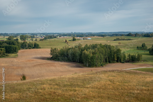 Obraz na płótnie View of the fields (typical landscape near Suwalki) from the observation tower in Baranowo, Podlaskie, Poland w salonie