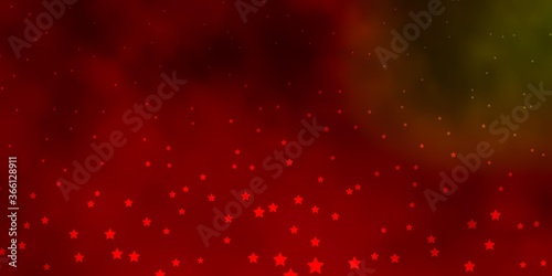 Dark Green, Red vector template with neon stars. Decorative illustration with stars on abstract template. Pattern for websites, landing pages.