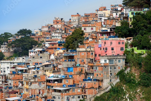 Copacabana neighbourhood and the Pavao Pavaozinho favela slum, Copacabana, Rio de Janeiro, Brazil photo