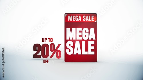 Mega Sale up to 20% off, Mega Sale - Sales promotional animationbackground. photo