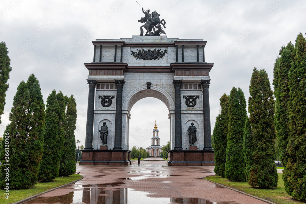 Triumph arch on a long promenade in Kursk, Kursk Oblast Triumph arch on a long promenade in Kursk, Kursk Oblast