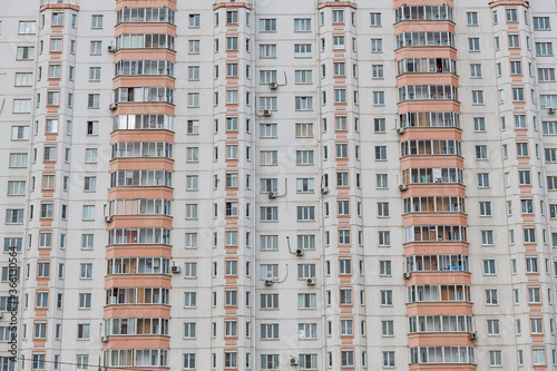 Close up of a huge apartment complex, on a long promenade in Kursk, Kursk Oblast