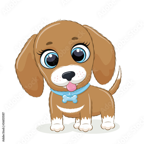 Animal illustration with cute little dog.