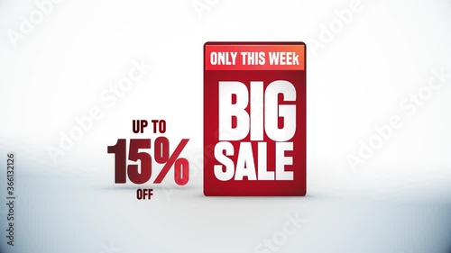 big sale up to 15% off, Mega Sale - Sales promotional animationbackground, only this week photo