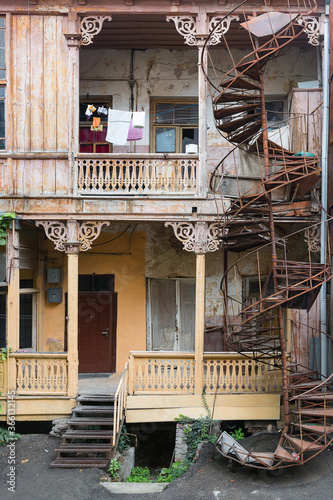 Old houses from the Soviet times in Tbilisi, Georgia photo