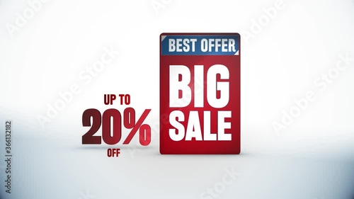 big sale up to 20% off, Mega Sale - Sales promotional animationbackground. photo