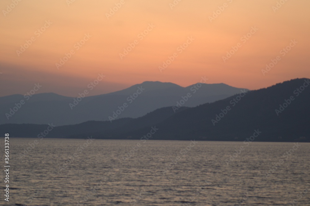 Sunset on the coast of the island of Evia-Greece 