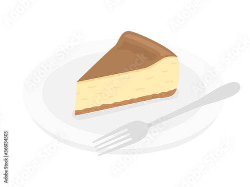 皿にのせたチーズケーキのイラスト