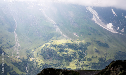 spectacular view of clouds over the mountains at the Grossglockner in the austrian alps