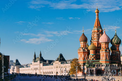 GUM Department Store and St.Basil's Cathedral on the Red Square in Moscow