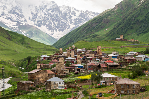 Medieval towers in Ushguli, Caucasus Mountains, Georgia.