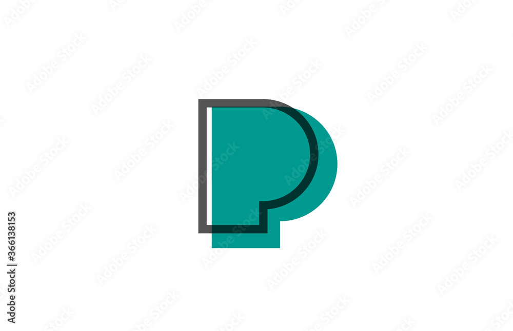 green black P line alphabet letter logo icon for company. Simple line design for business green black P line alphabet letter logo icon for company. Simple line design for business