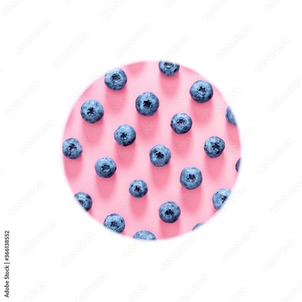Fresh berries blueberry on pink background. Colorful fruit pattern of blueberries as background. Creative berries concept. Flat lay, top view, copy space Fresh berries blueberry on pink background. Colorful fruit pattern of blueberries as background. Creative berries concept. Flat lay, top view, copy space