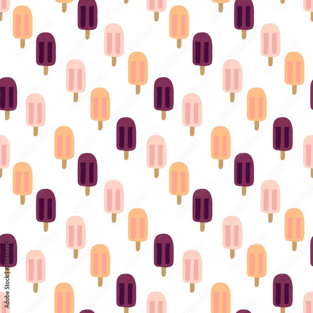 Popsicle background pattern, pink, peach and purple popsicles, seamless repeating vector pattern Popsicle background pattern, pink, peach and purple popsicles, seamless repeating vector pattern