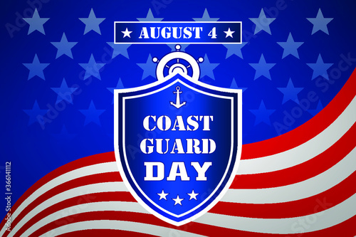 United States Coast Guard Day in the United States. Federal holiday celebrated on 4 August. American flag. Modern illustration for your design.
