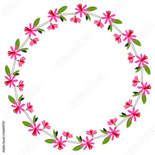 Beautiful frame. Flolar element. Hand drawn trendy vector flat illustration.  Design for banner, card, placard, brochure. 
Transparent background