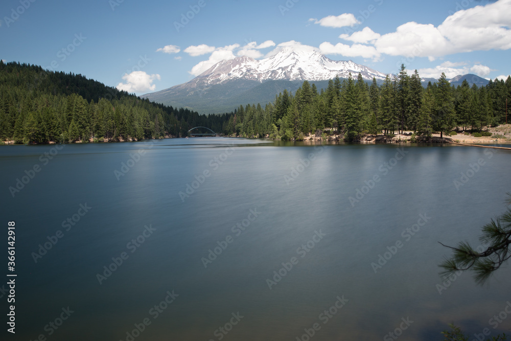 Beautiful view at Siskiyou lake and Mt. Shasta in sunny summer day. Location place North California, USA