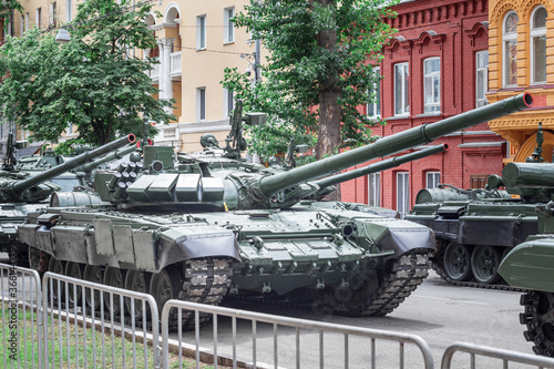 Armoured fighting vehicle, tanks on a city street