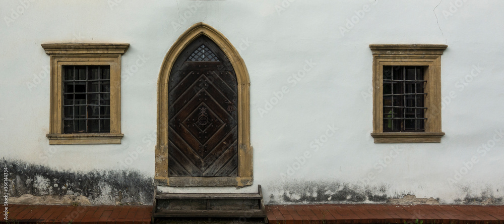 background which the structure of window door of an old mysterious castle