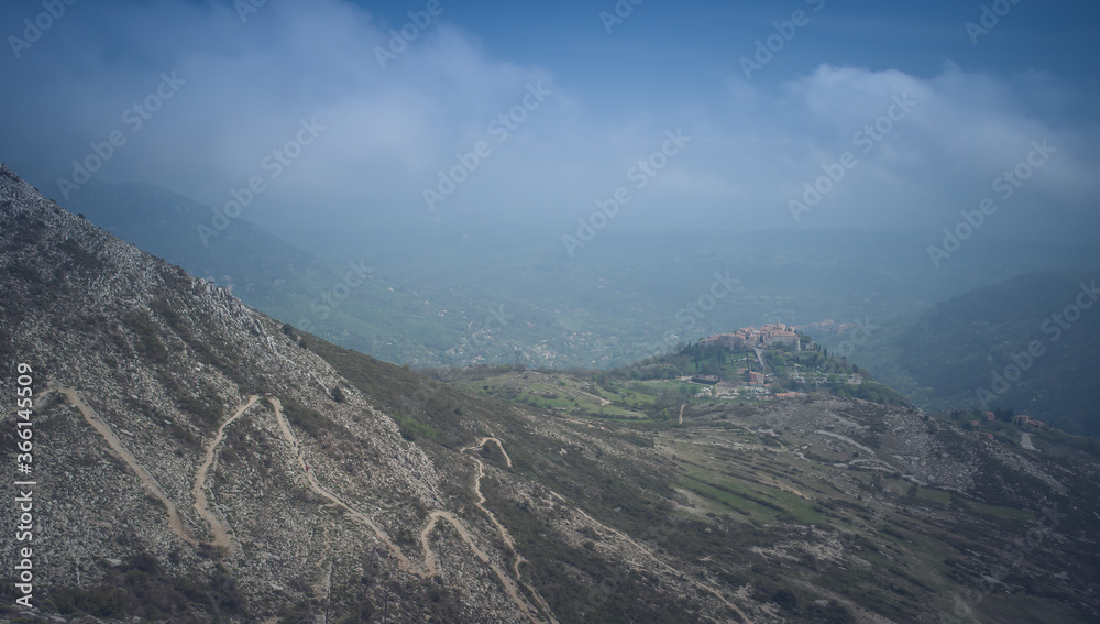 Fototapeta premium Scenic view on Gourdon on the French Riviera taken from the mountain above