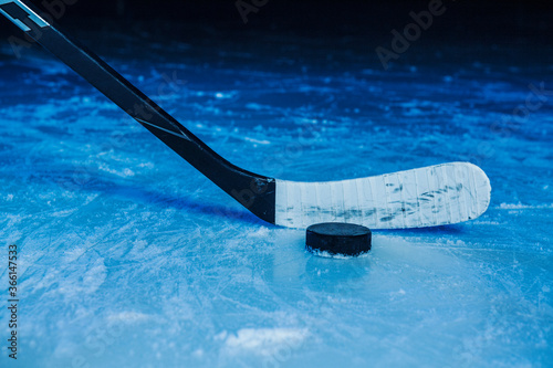 Hockey stick and puck