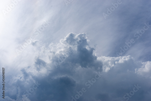 Heavy cumulus clouds in the sky before a thunderstorm. © Elena Shi