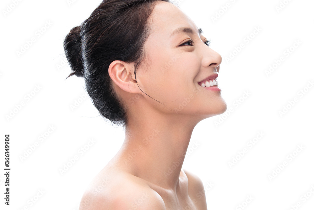 Young woman side face makeup face Young woman side face makeup face
