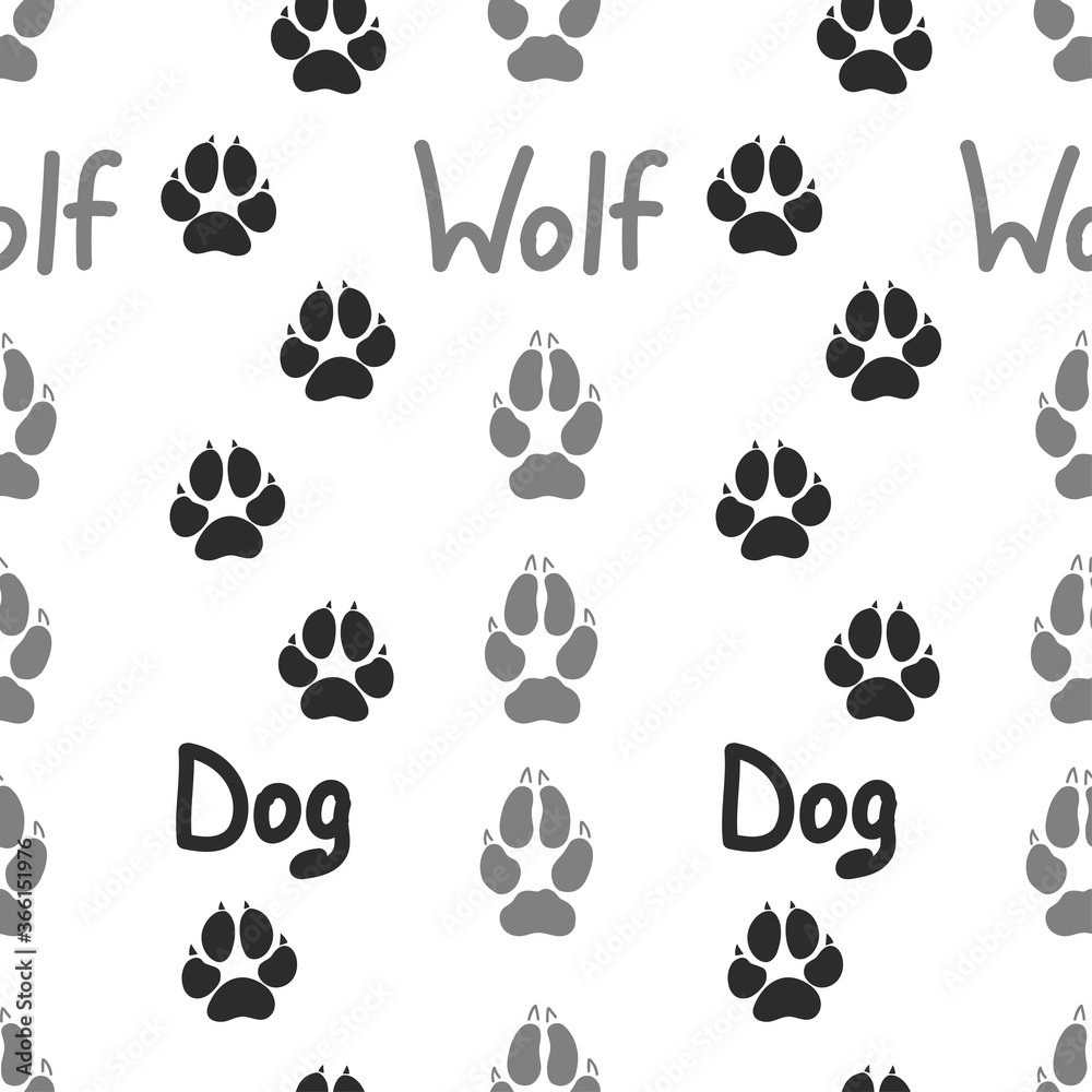 Fototapeta premium Wolf Dog Paw Pattern Icon Medical Print Pet Vector