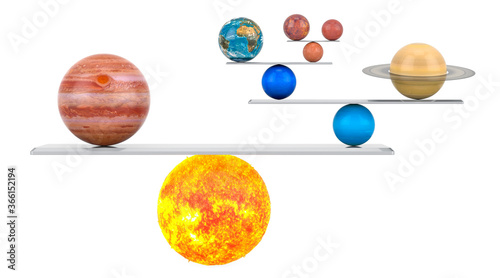 Balance from solar system, 3D rendering